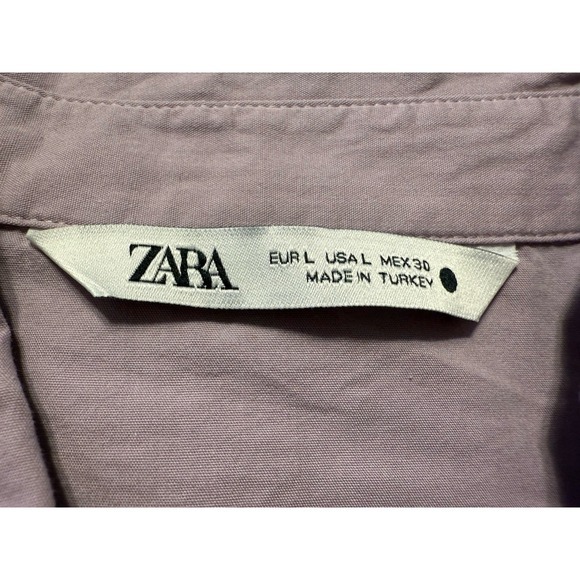 ZARA Cropped Button Up Shirt Puff Sleeve Lilac Purple L Y2K Streetwear‎ 84-03 - Picture 5 of 9